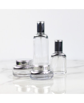 Cosmetic glass jar Titania 30 ml (silver)