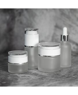 Cosmetic glass jar Theia 50 ml (frosted with acrylic lid)