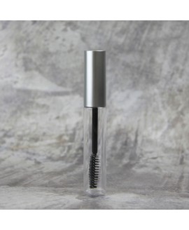 Mascara tube transparent with silver cap