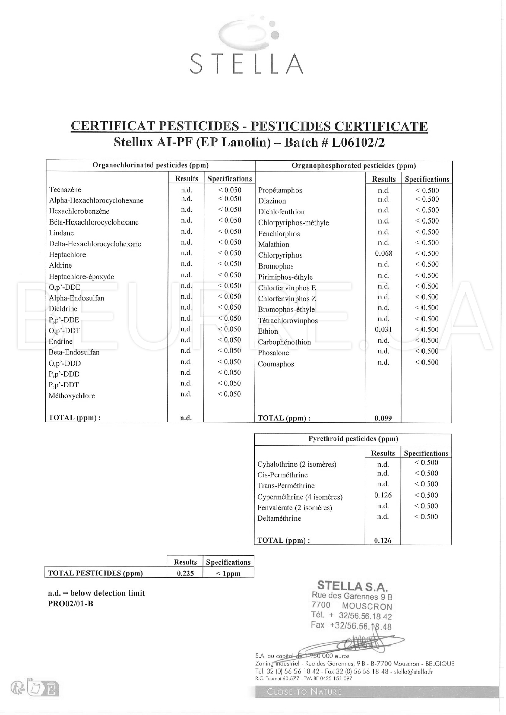 Сертификат товара 'Lanolin anhydrous 1 kg'